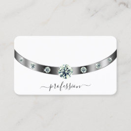 Trendig White och Silver med diamanter monogrammad Visitkort