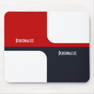 Trendig White Red and Navy Graphic Färg Blocks Musmatta