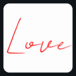 Trendig White Red Kärlek Bröllop Handwrite Namn Fyrkantigt Klistermärke<br><div class="desc">Vanliga,  minimalistiska,  moderna utformningar. De är enkla,  moderna och attraktiva.</div>
