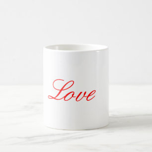 Trendig White Red Kärlek Bröllop Handwrite Namn Kaffemugg