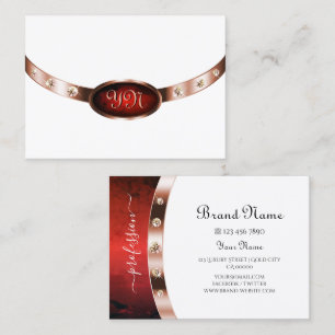 Trendig White Red Marble Ro Guld Monogram Jewels Visitkort
