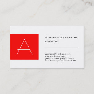 Trendig White Red Rand Monogram Affärskort Visitkort