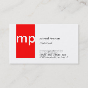 Trendig White Red Rand Monogram Affärskort Visitkort