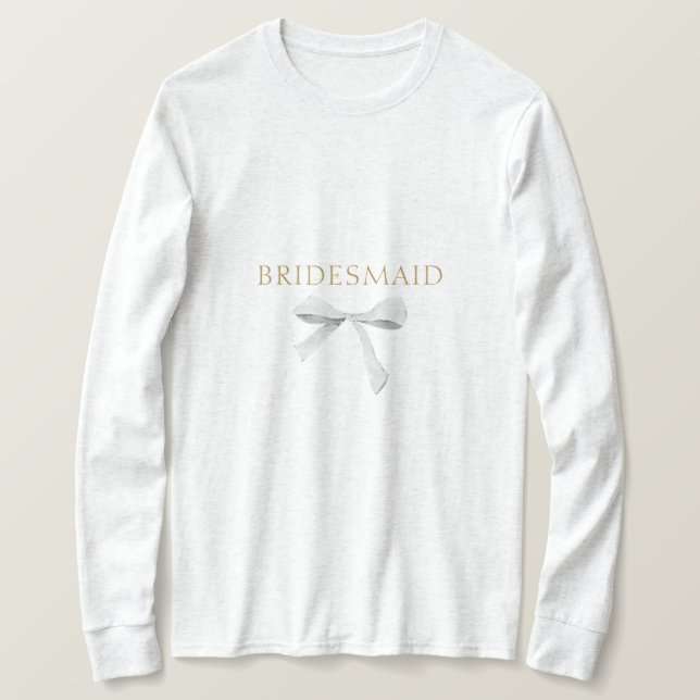 Trendig White Ribbon Bröllop T Shirt (Design framsida)