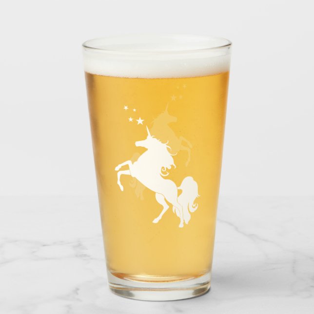 Trendig White Unicorn & Stars Glaskopp (Framsida fylld)