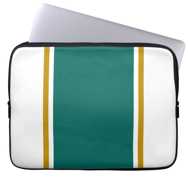 Trendig White Wide Teal Golden Brown Streck Laptop Fodral (Framsidan)