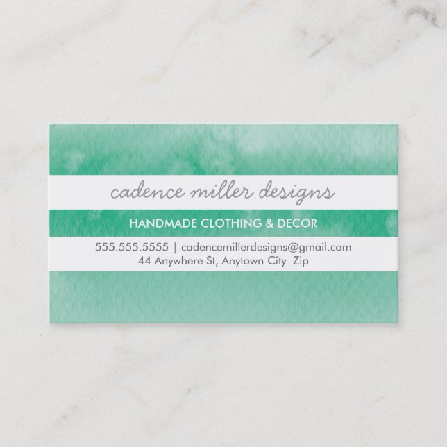 TRENDIG WIDE RAND ombre-grönt för vattenfärg emera Visitkort (Framsida)