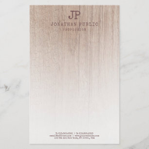Trendig Wood look Monogram Elegant Template Modern Brevpapper