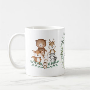 Trendig Woodland Animals Forest Greenery Monogram Kaffemugg