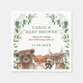 Trendig Woodland Animals Forest Greenery Party Pappersservett