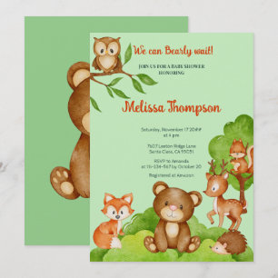 Trendig Woodland Forest kompisar Animals Baby Show Inbjudningar