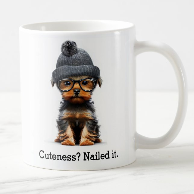 Trendig Yorkie med Coola Hipster Vibes Kaffemugg (Skapare uppladdad)