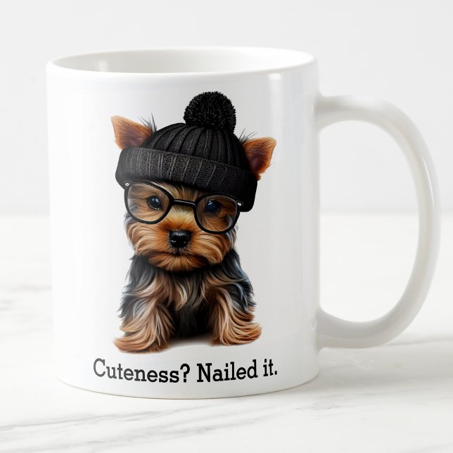 Trendig Yorkie med Coola Hipster Vibes Kaffemugg (Skapare uppladdad)