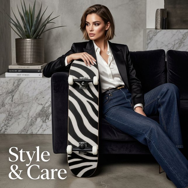 Trendig Zebra Mönster Unik Stilfull Skateboard (Trendy Zebra Pattern Unique Stylish Skateboard)
