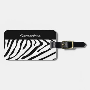 Trendig Zebra tryck Black and White Bagagebricka