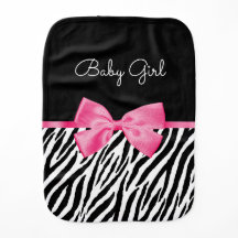 Trendig Zebra tryck Chic Shock rosa Bow och Namn