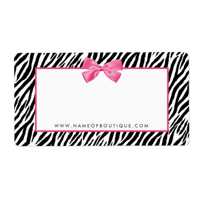 Trendig Zebra tryck med Chic Rosa Bow Boutique Fraktsedel (Framsidan)