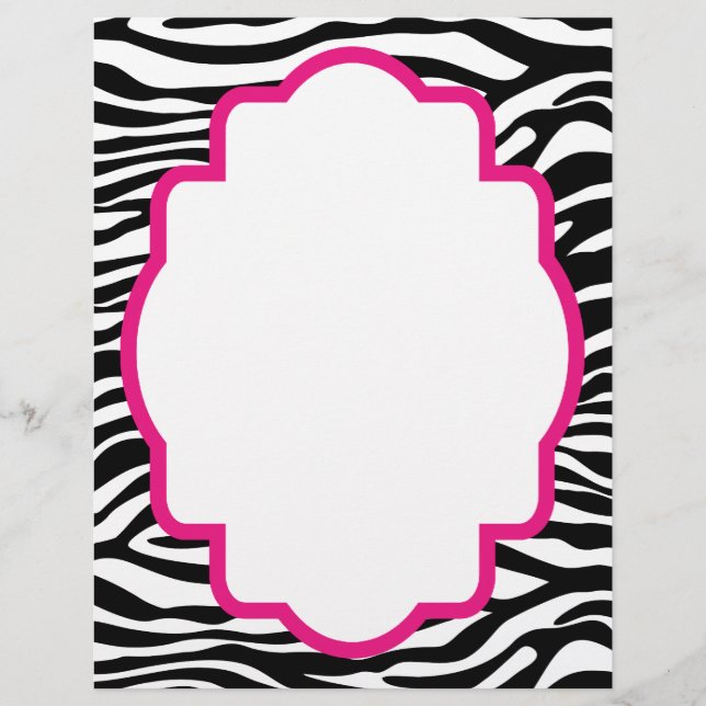 Trendig Zebra tryck med Rosa Customized Letterhead (Framsida)