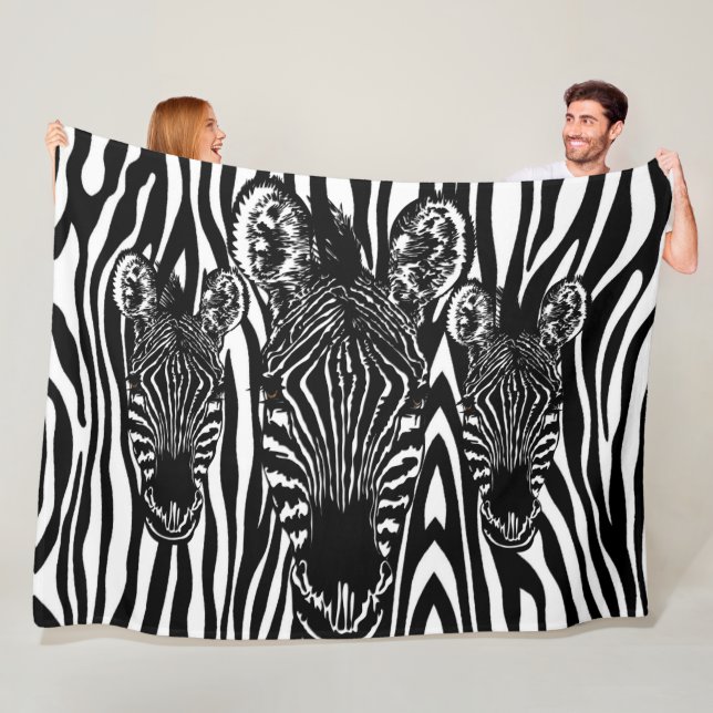 Trendig Zebraflock på Zebratryck Fleecefilt (På plats)