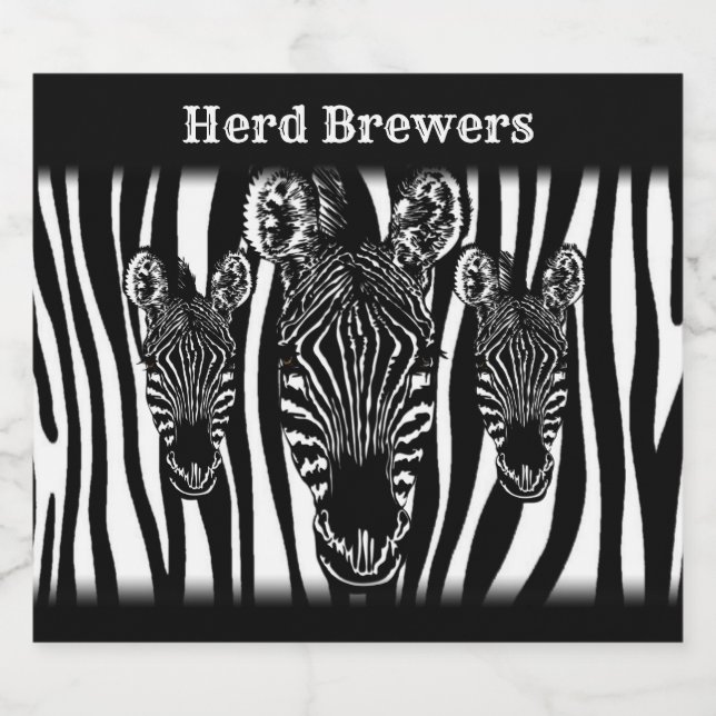 Trendig Zebraflock på Zebratryck Ölflaska Etikett (Singel etikett)