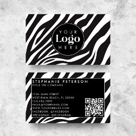 Trendig Zebraprint Anpassat Företagets Logotyp QR- Visitkort