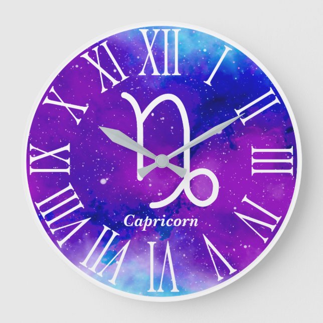 Trendig Zodiac Nebula Capricorn Symbol Stor Klocka (Framsida)
