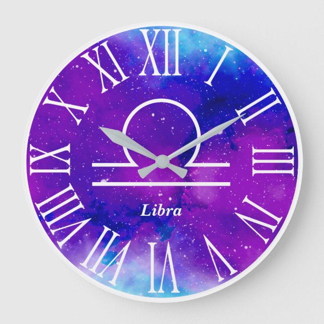 Trendig Zodiac Nebula Libra Symbol Stor Klocka (Framsida)