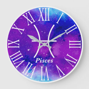 Trendig Zodiac Nebula Pisces Symbol Stor Klocka