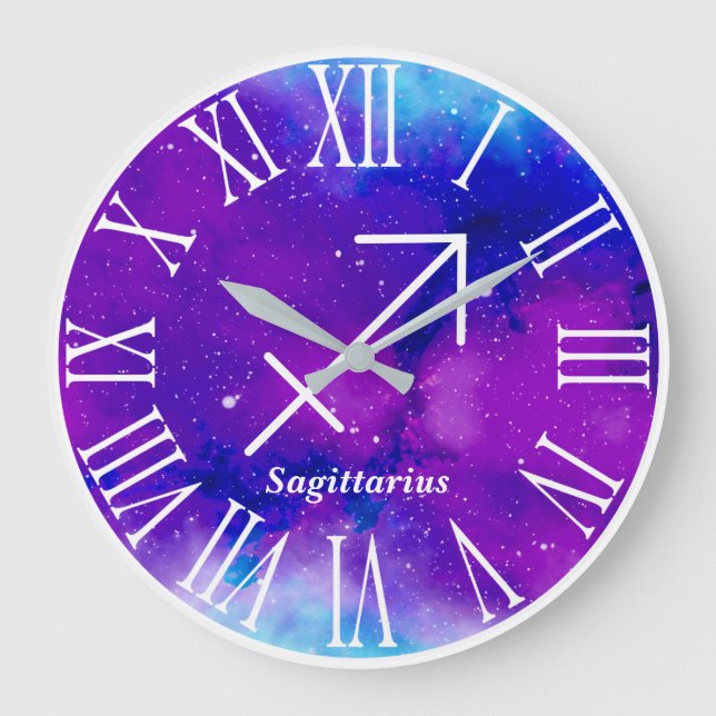 Trendig Zodiac Nebula Sagittarius Symbol Stor Klocka (Framsida)