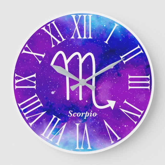 Trendig Zodiac Nebula Scorpio Symbol Stor Klocka (Framsida)