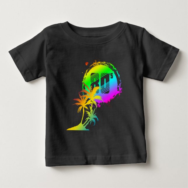 trendiga 80-tals solnedgång palmträd t shirt (Framsida)