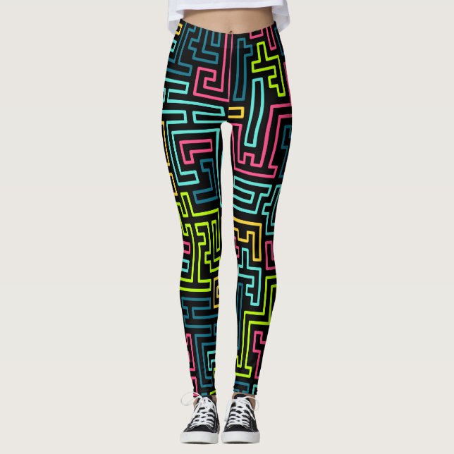 Trendiga 80-talsmönstrade Leggings (Framsida)