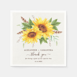 Trendiga akvarell solrosor boho sommarblommor pappersservett