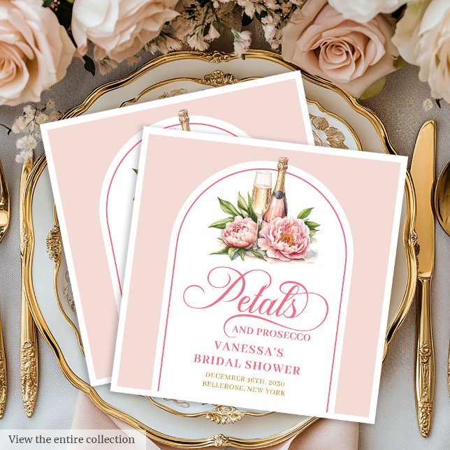 Trendiga akvarellblad och Prosecco-festservett Pappersservett (Trendy Watercolor Petals and Prosecco Party Napkin)