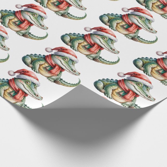 Trendiga Alligatorer-Krokodiler Julmönster  Presentpapper (Hörn)