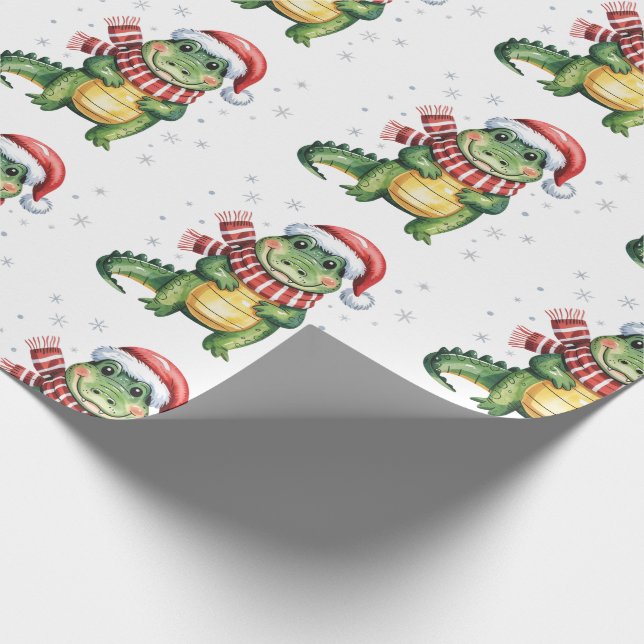 Trendiga Alligatorer-Krokodiler Julmönster  Presentpapper (Hörn)