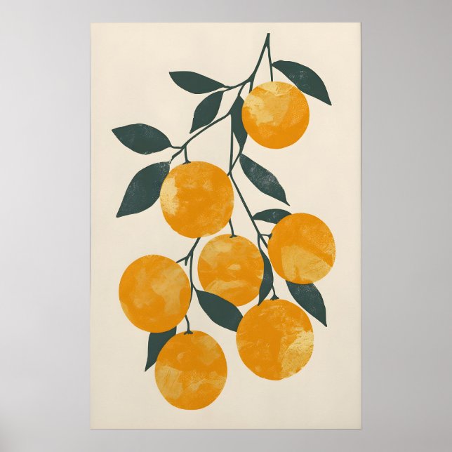 Trendiga apelsiner Digital konsttryck - Minimalist Poster (Framsidan)