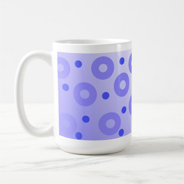 Trendiga blå cirklar och kungliga blå prickar kaffemugg (Vänster)