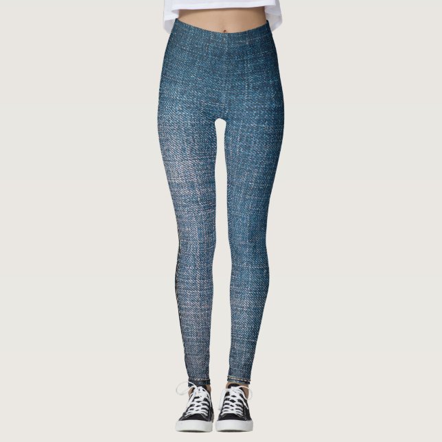 Trendiga Blå Jeansmönster Leggings (Framsida)