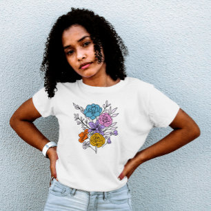 trendiga blommor feminina eleganta söta t shirt