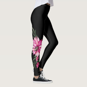 Trendiga Boho Blommiga Leggings - Svart Korgdekora