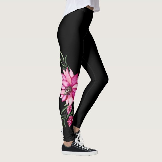 Trendiga Boho Blommiga Leggings - Svart Korgdekora (Höger)