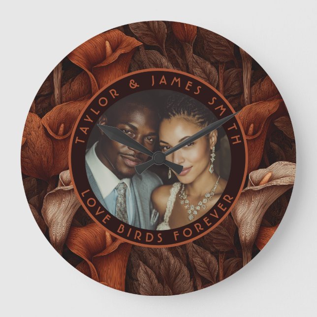 Trendiga Calla Liljor Kronblad Destination Bröllop Stor Klocka (Framsida)