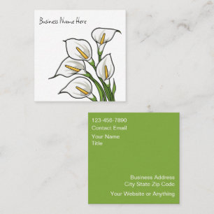 Trendiga Calla Lily Design Affärskort Fyrkantigt Visitkort