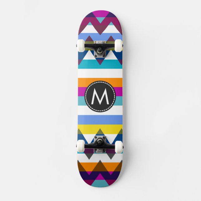 Trendiga Chevron-ränder Mönster #12 Mini Skateboard Bräda 18,7 Cm (Framsida)