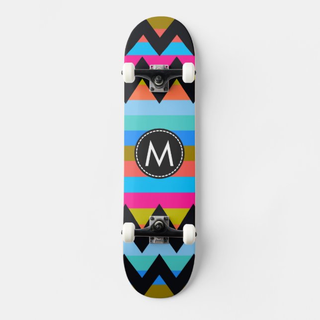 Trendiga Chevron-ränder Mönster #4 Mini Skateboard Bräda 18,7 Cm (Framsida)
