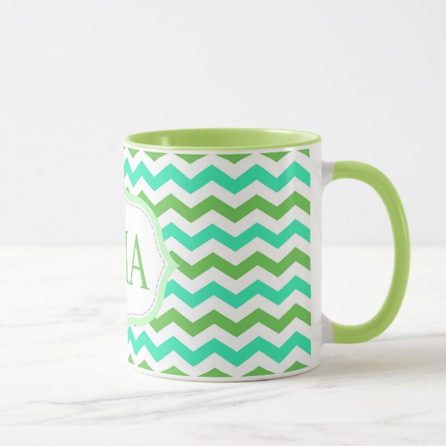 Trendiga, coola, färska chevronmonograminitialer mugg (Höger)