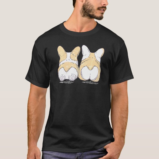 Trendiga Corgi Bakdelar Djur Premium T Shirt (Framsida)