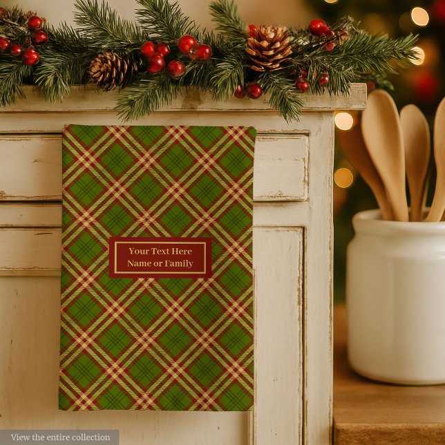 Trendiga Färger Disktrasa Höst Rutig Minnessak Kökshandduk (Trendy Colors Dish Towel Fall Checkered Keepsake)