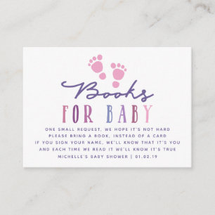Trendiga färger Flickas baby shower bokförfrågan Tilläggskort